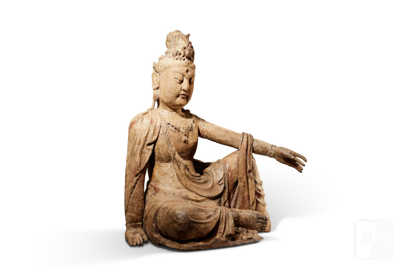 GRANDE STATUE DE GUANYIN EN BOIS POLYCHROME  CHINE, XVIE-XVIIIE SIÈCLE - 图2